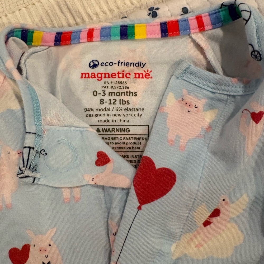 Magnetic Me Light Blue Pig and Heart Print Pajama Set